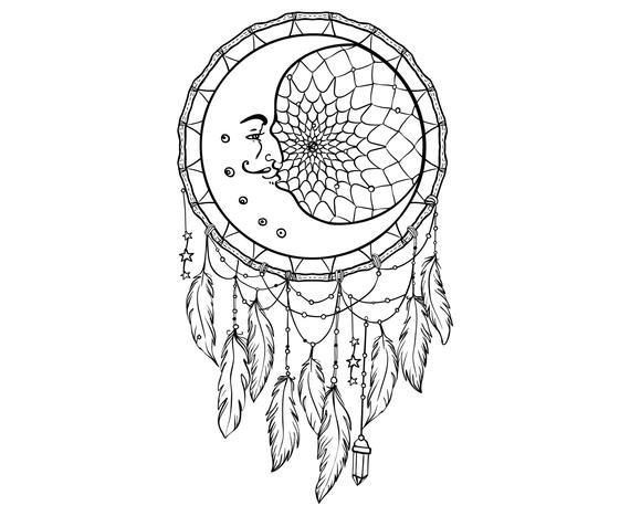 Download Moon Dreamcatcher Drawing at PaintingValley.com | Explore ...