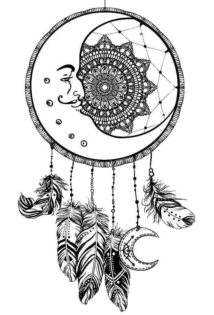 Download Moon Dreamcatcher Drawing at PaintingValley.com | Explore ...