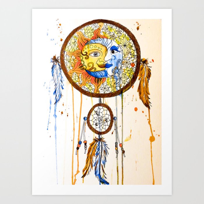 700x700 sun and moon dreamcatcher art print - Moon Dreamcatcher Drawing