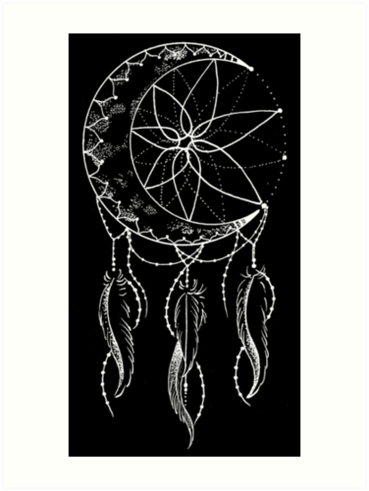 413x549 moon catcher crescent moon dreamcatcher art prints - Moon Dreamcatcher Drawing