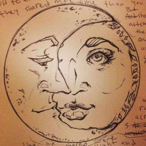500x500 Huge Collection Of 'moon And Sun Drawing' Download More Than - Moon Face Drawing