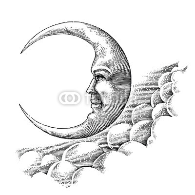 Moon Face Drawing at PaintingValley.com | Explore collection of Moon ...