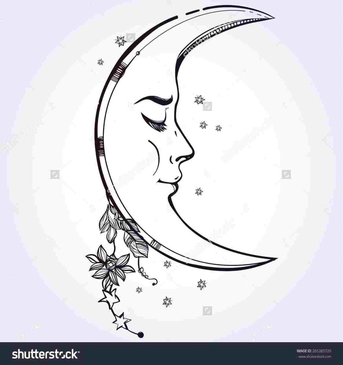 Moon Face Drawing at PaintingValley.com | Explore collection of Moon ...