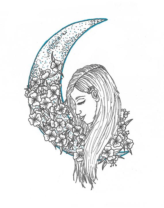 570x725 Moon Flower Etsy - Moon Flower Drawing