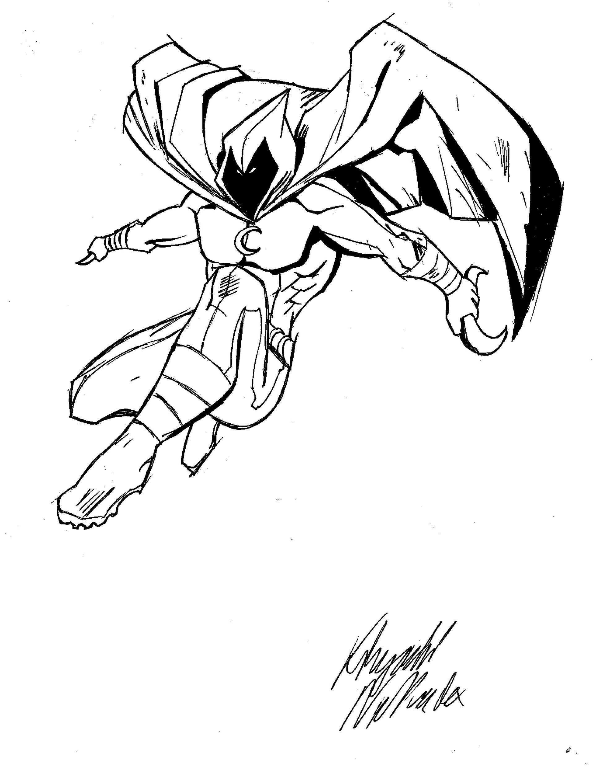 1920x2485 Kiyoshi Nakada - Moon Knight Drawing