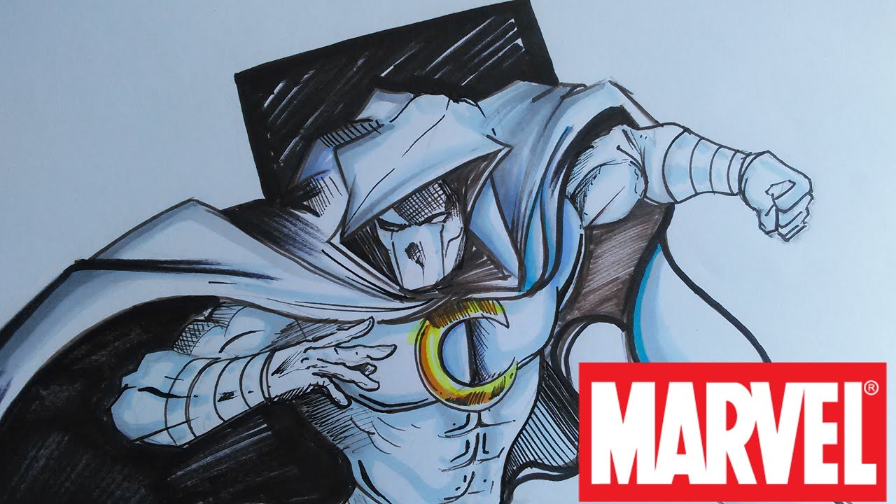 1280x720 moon knight, marvel comic drawing - Moon Knight Drawing