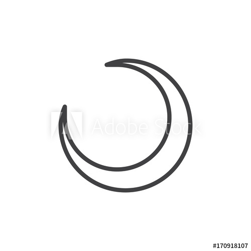 500x500 Crescent Moon Line Icon, Outline Vector Sign, Linear Style - Moon Line Drawing