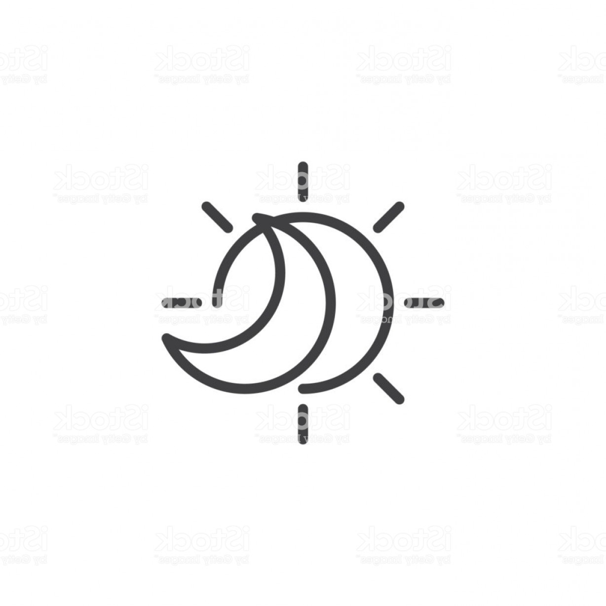 1228x1228 Eclipse With Sun And Crescent Moon Line Icon Gm Soidergi - Moon Line Drawing