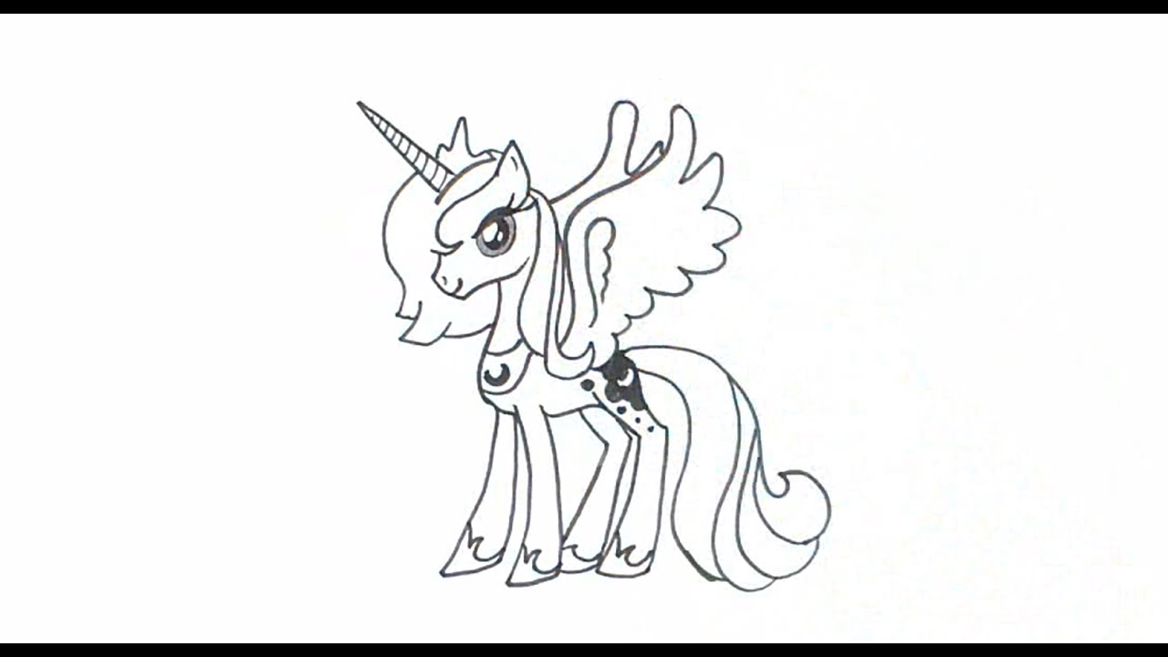 1280x720 How To Draw Nightmare Moon From My Little Pony - Moon Line Drawing