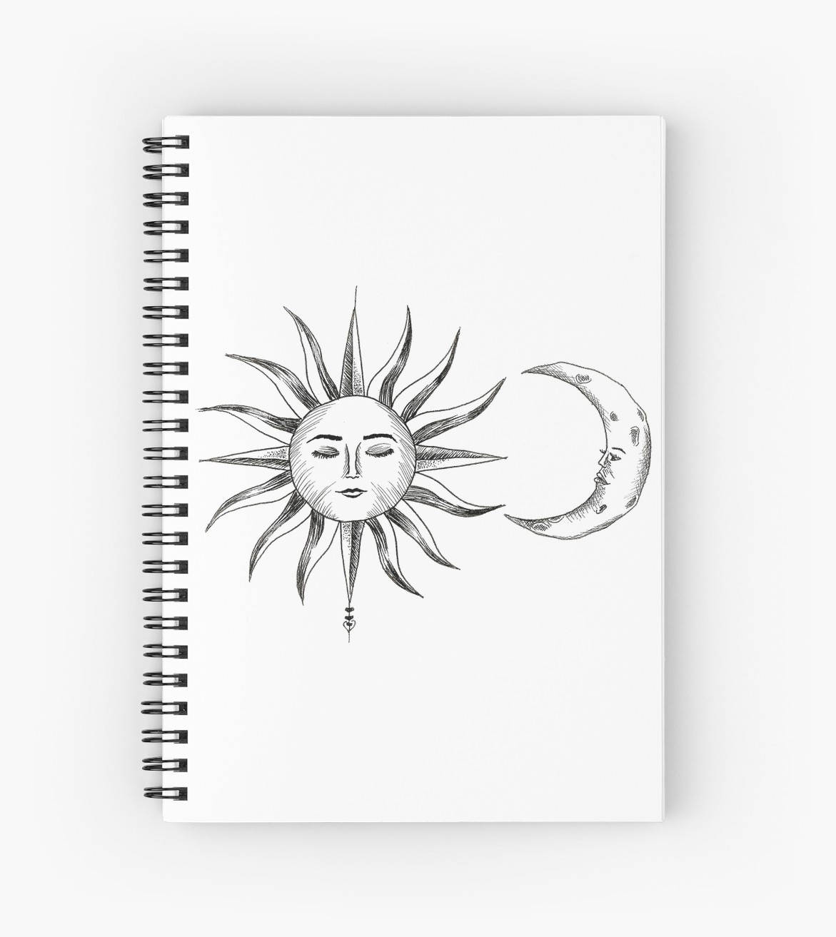 1171x1313 Bohemian Sun Moon Spiral Notebooks - Moon Line Drawing