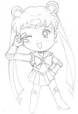 250x364 How To Draw Sailor Moon Step - Moon Outline Drawing