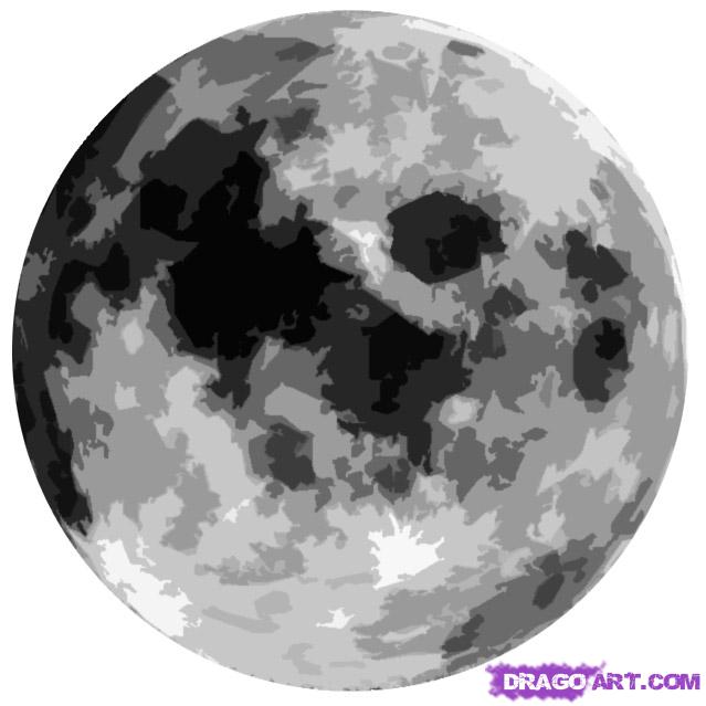 639x639 How To Draw A Moon, Step - Moon Outline Drawing