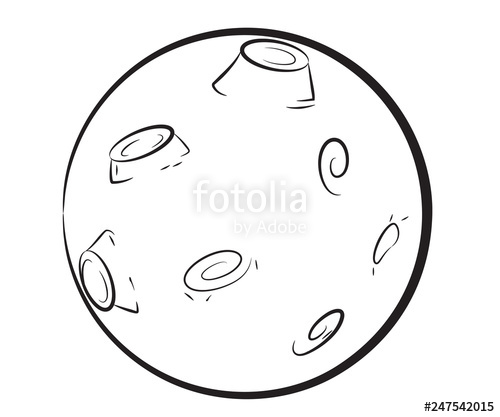 500x417 moon in outline style, vector illustration of cartoon moon - Moon Outline Drawing