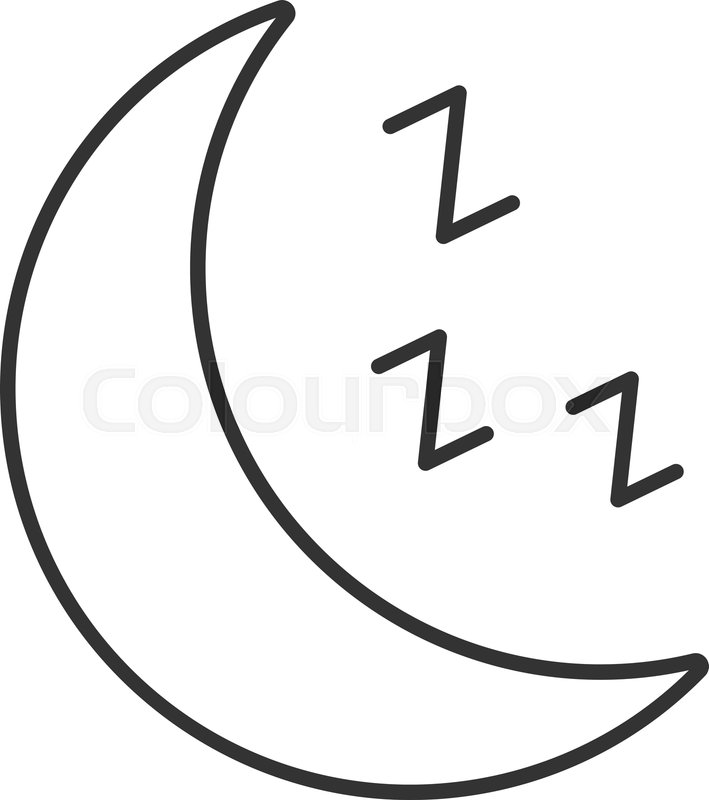 709x800 Moon With Zzz Symbol Linear Icon Stock Vector Colourbox - Moon Outline Drawing