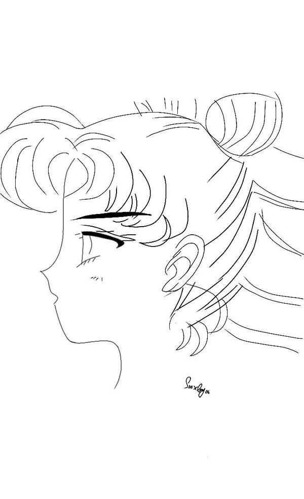 600x984 Sailor Moon Head Outlinesketch - Moon Outline Drawing