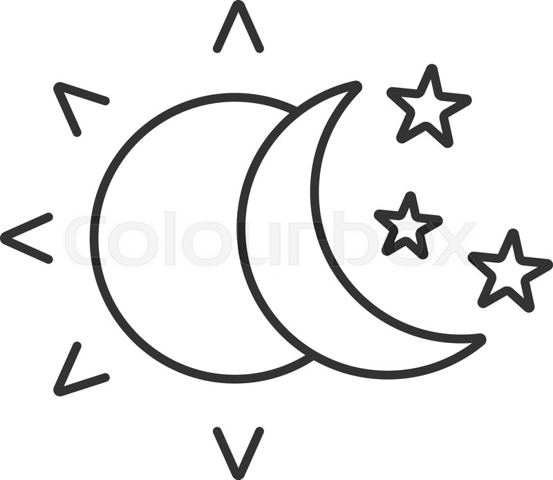800x694 Sun And Moon With Stars Linear Icon Stock Vector Colourbox - Moon Outline Drawing