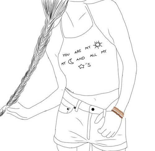 500x487 You Are My Sun, My Moon, And All My Stars On We Heart It - Moon Outline Drawing