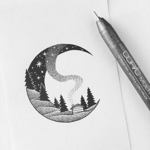 Moon Pen Drawing at PaintingValley.com | Explore collection of Moon Pen ...
