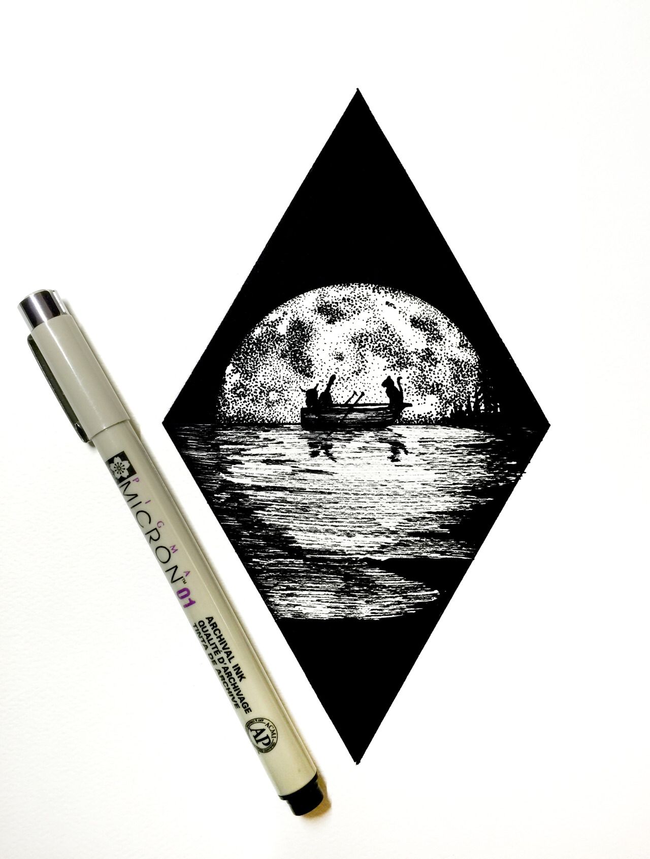 1280x1690 Moon - Moon Pen Drawing