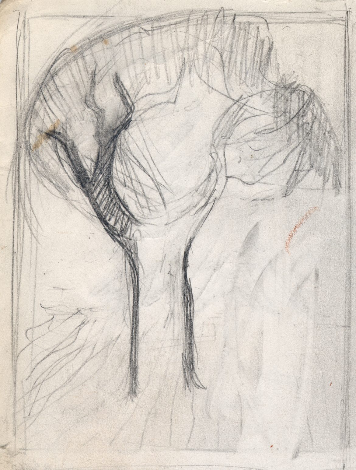 1170x1544 Pencil Sketch Relating To 'tree With Moon' Card Design - Moon Pencil Drawing