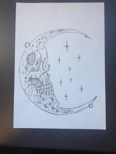 375x500 Moonlight Night Drawing - Moonlight Drawing