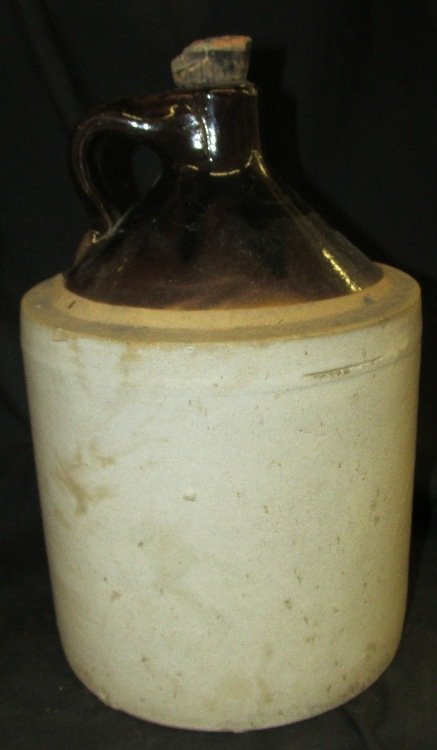 437x750 vintage ceramic two tone whiskey moonshine jug, crock - Moonshine Jug Drawing