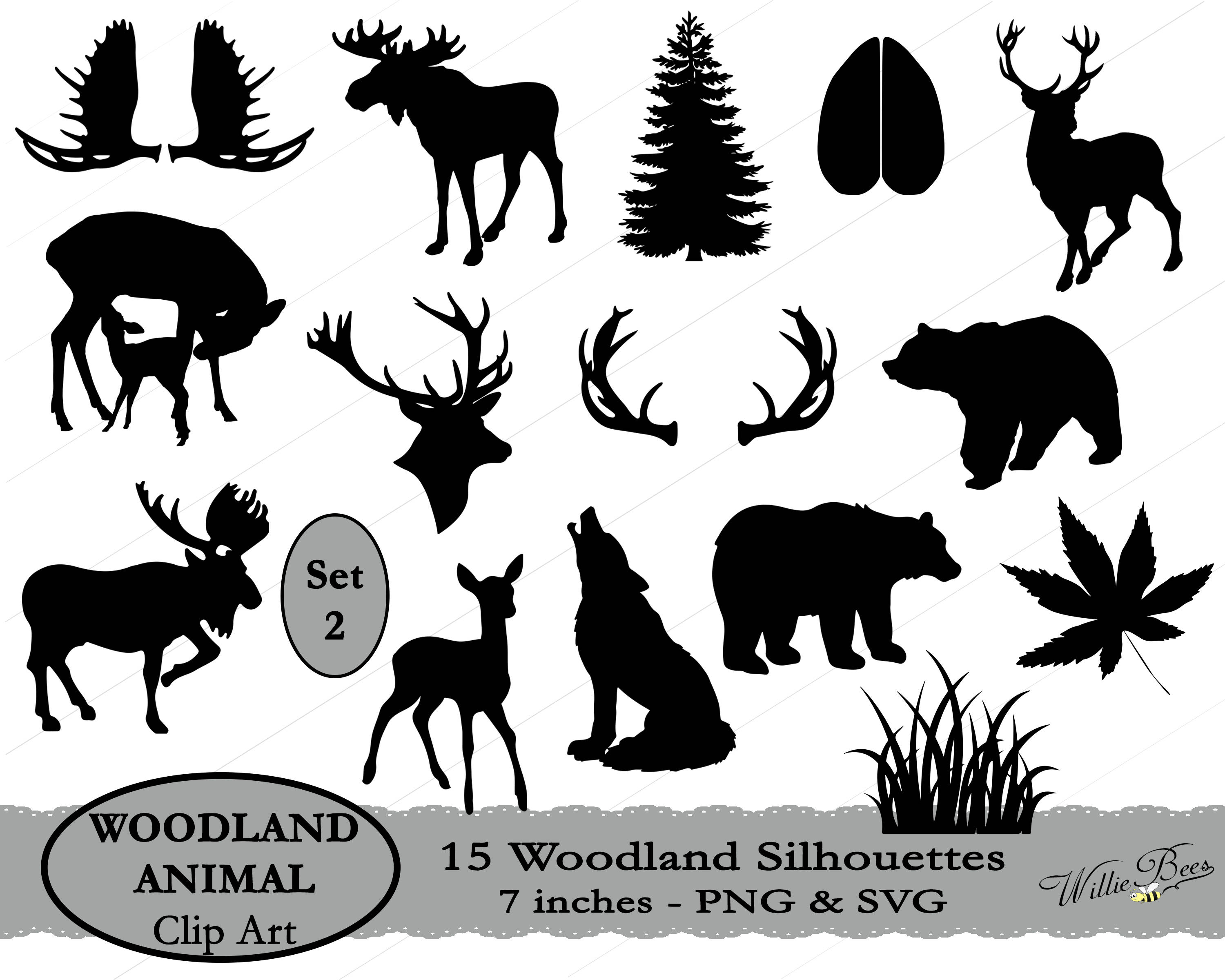 3000x2400 woodland animal animal clip art forest animal whitetail etsy - Moose Antlers Drawing