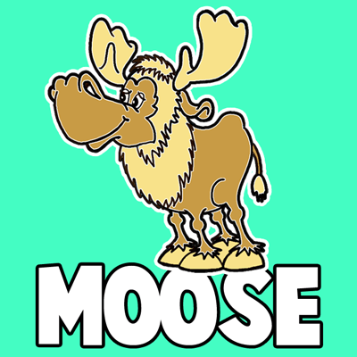 400x400 How To Draw A Cartoon Moose With Step - Moose Cartoon Drawing
