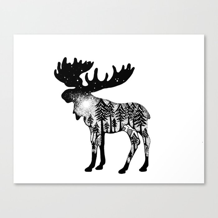 700x700 Midnight Moose Pen And Ink Drawing Nature Inspired Connected - Moose Drawing