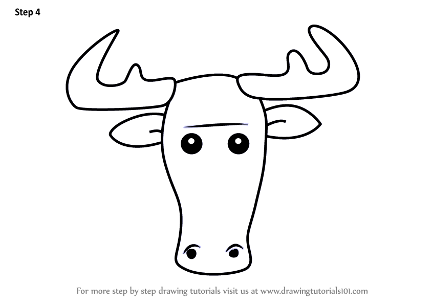844x598 Learn How To Draw A Moose Face For Kids - Moose Drawing For Kids