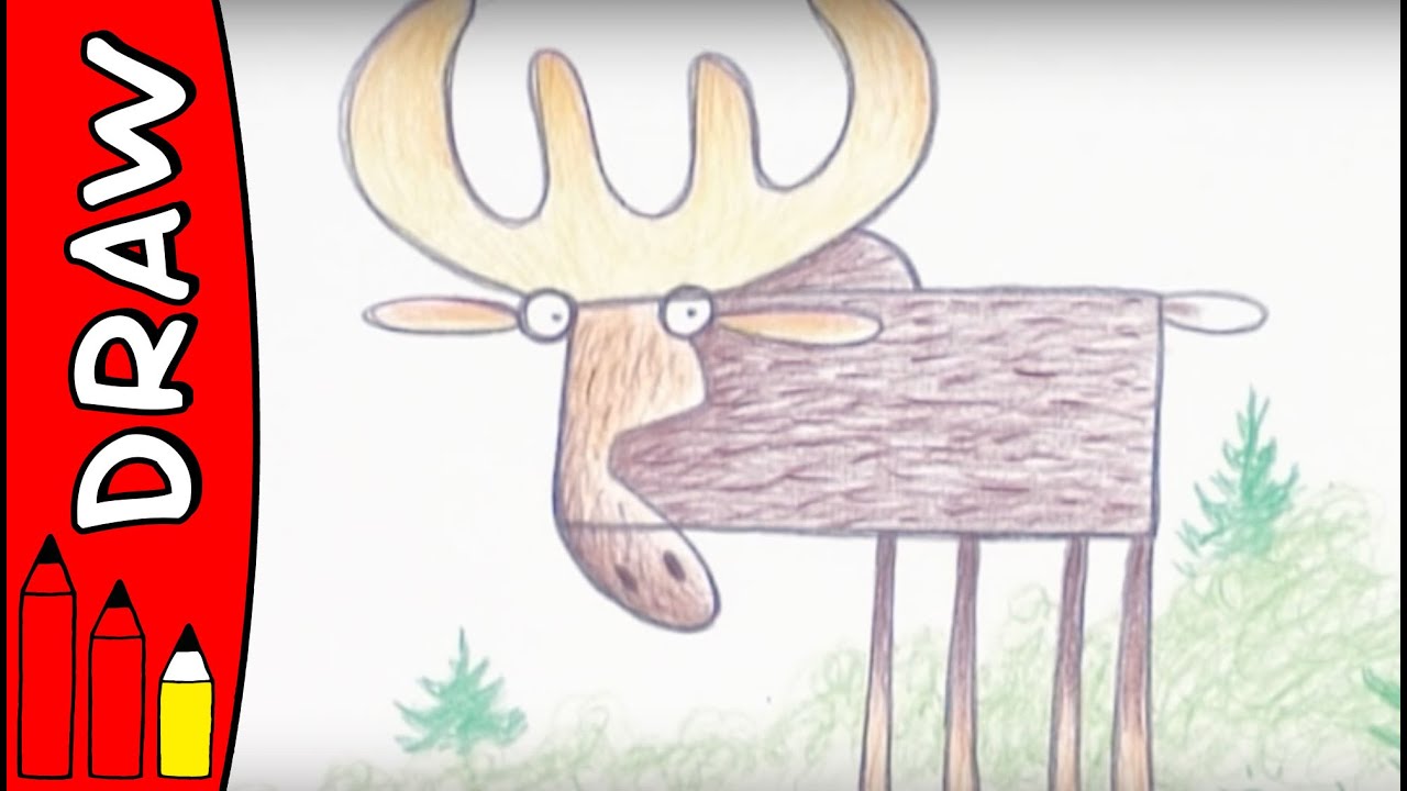 1280x720 How To Draw A Moose Art Ideas For Kids Kristiansen - Moose Drawing For Kids
