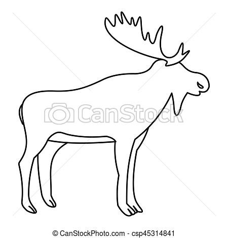 450x470 Moose Icon Outline Style Drawing - Moose Drawing Outline
