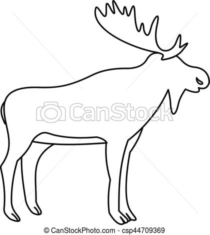 420x470 moose icon, outline style moose icon outline illustration - Moose Drawing Outline
