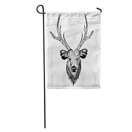 425x425 Semtomn Garden Flag Animal Sketch Deer Head Vintage - Moose Drawing Outline