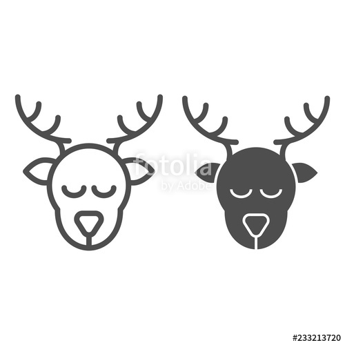 500x500 Deer Head Line And Glyph Icon Christmas Deer Vector Illustration - Moose Drawing Outline