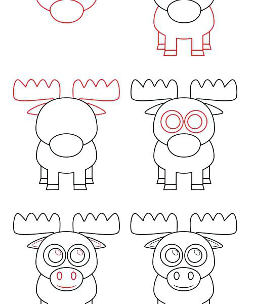 500x600 how to draw a moose how to draw a moose step - Moose Drawing Step By Step