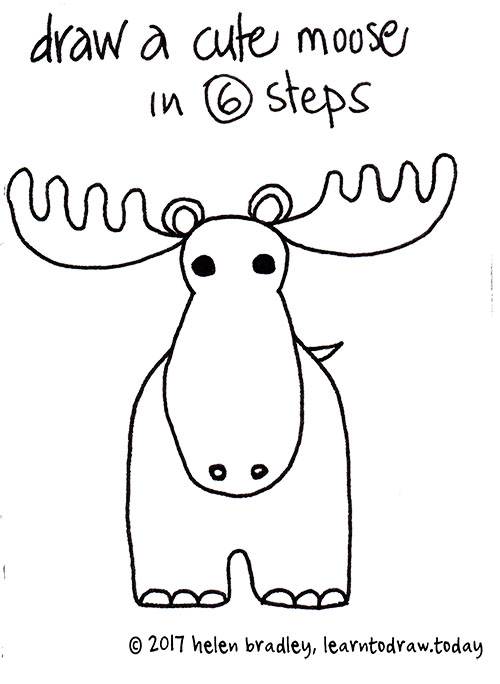500x684 How To Draw A Cute Moose In Steps Learn To Draw - Moose Drawing Step By Step