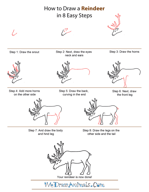 600x776 Reindeer Drawing Free Download - Moose Drawing Step By Step
