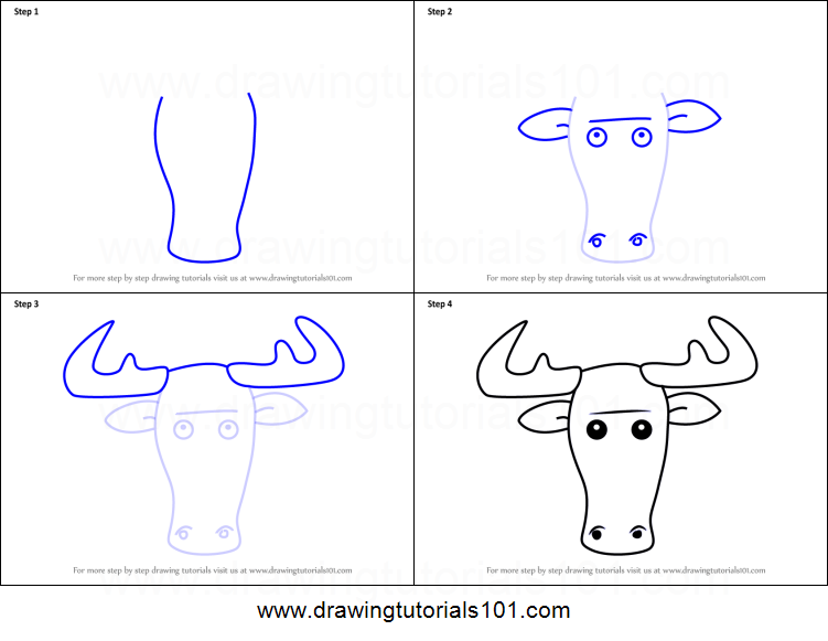 751x581 How To Draw A Moose Face For Kids Printable Step - Moose Face Drawing