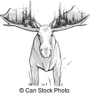 185x194 moose animal stock illustrations moose animal clip art - Moose Face Drawing