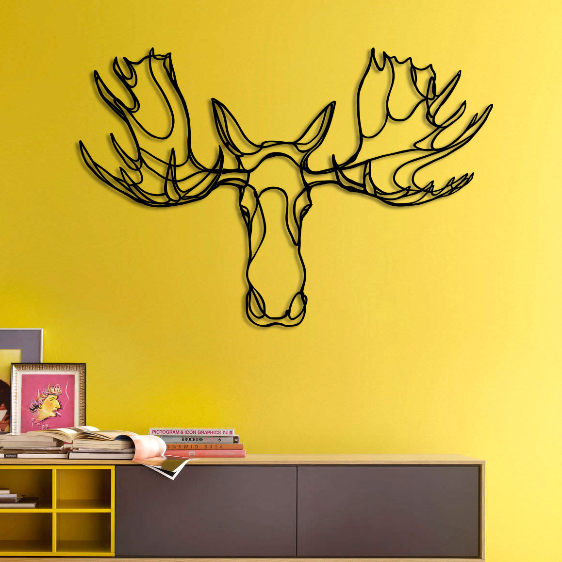 1158x1158 Design Sign Moose Head Trophy Animal Wall Art - Moose Head Drawing