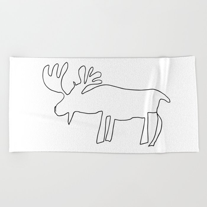 700x700 line moose beach towel - Moose Line Drawing
