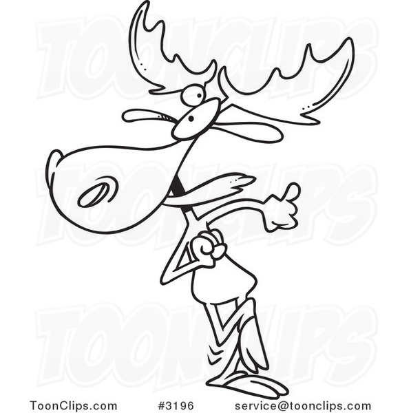 581x600 Moose Head Drawing Free Cartoon Black And White Line Drawing - Moose Line Drawing