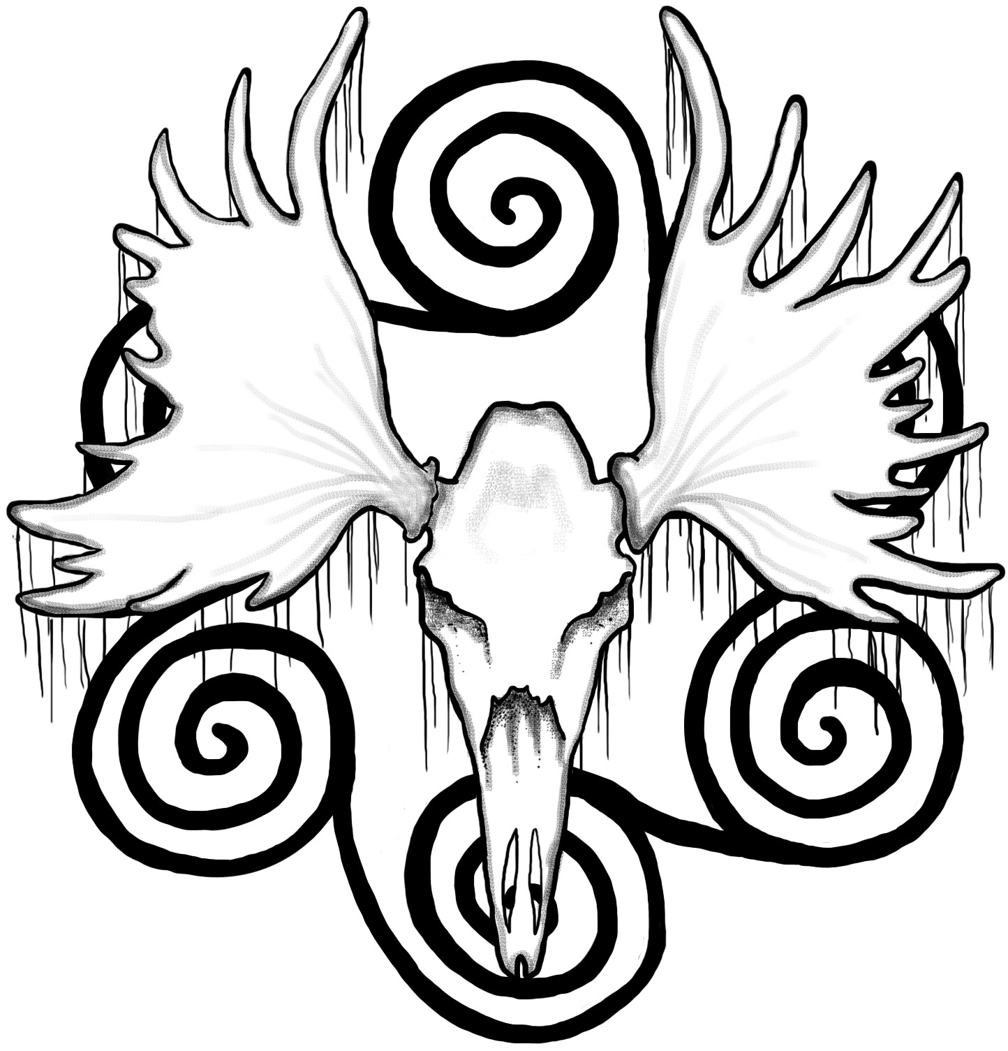 1444x1505 Antti Palosaari - Moose Skull Drawing