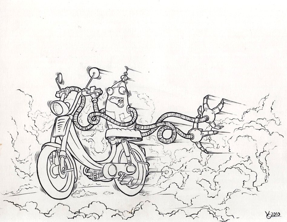 948x733 Just A Moped Drawing - Moped Drawing