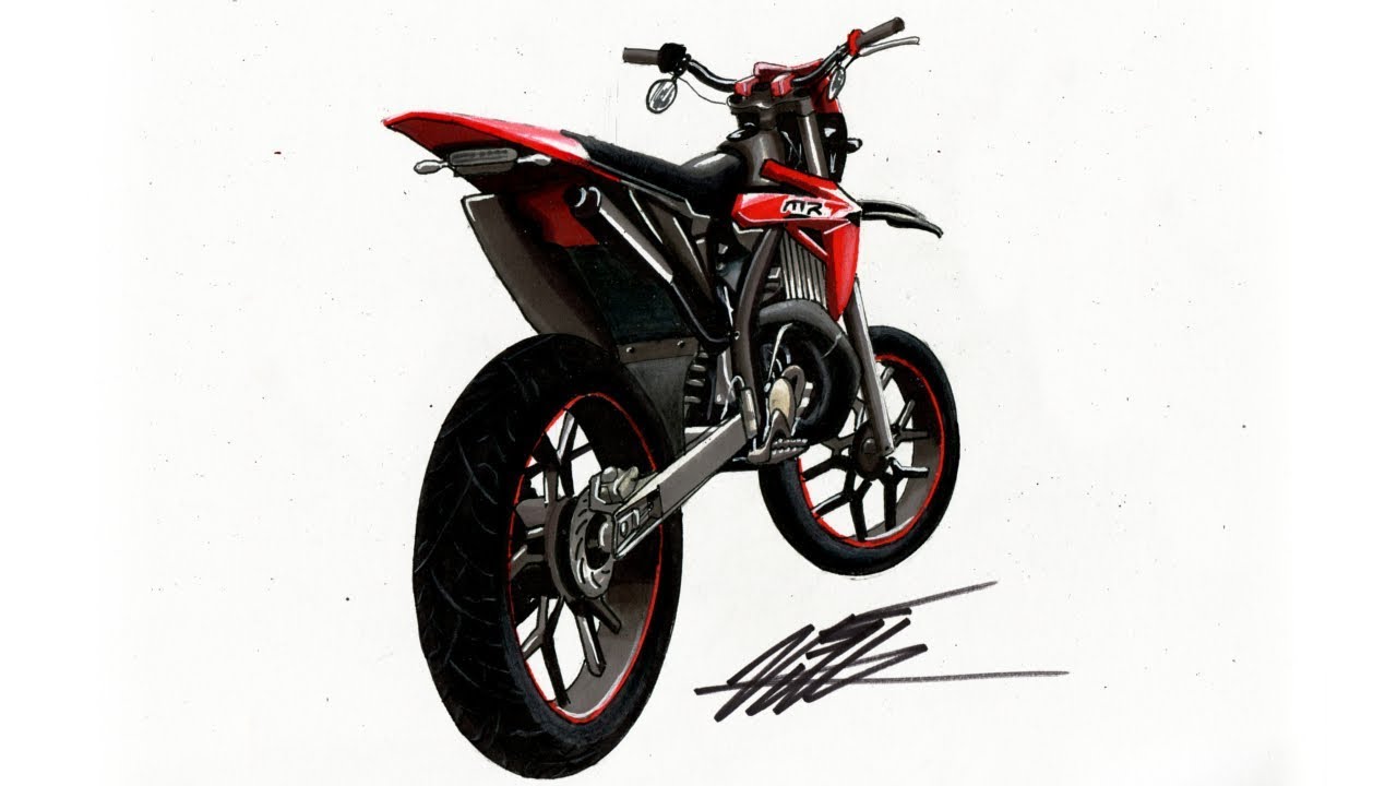 1280x720 Realistic Moped Drawing - Moped Drawing