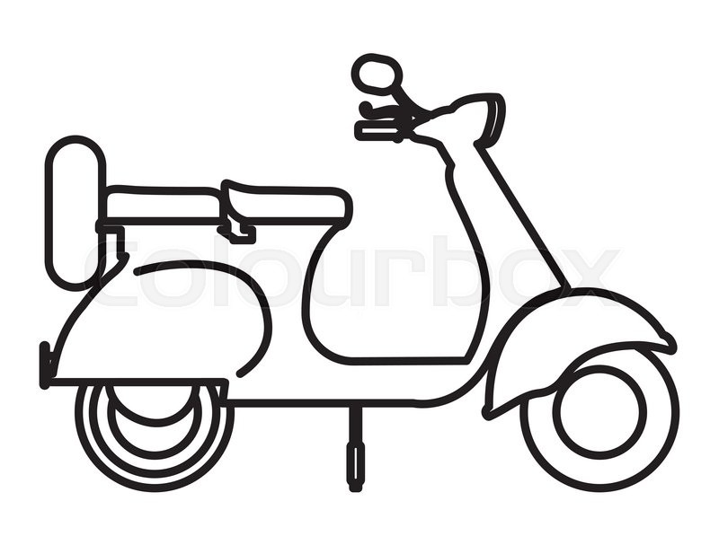 800x607 scooter drawing isolated icon design, stock vector colourbox - Moped Drawing