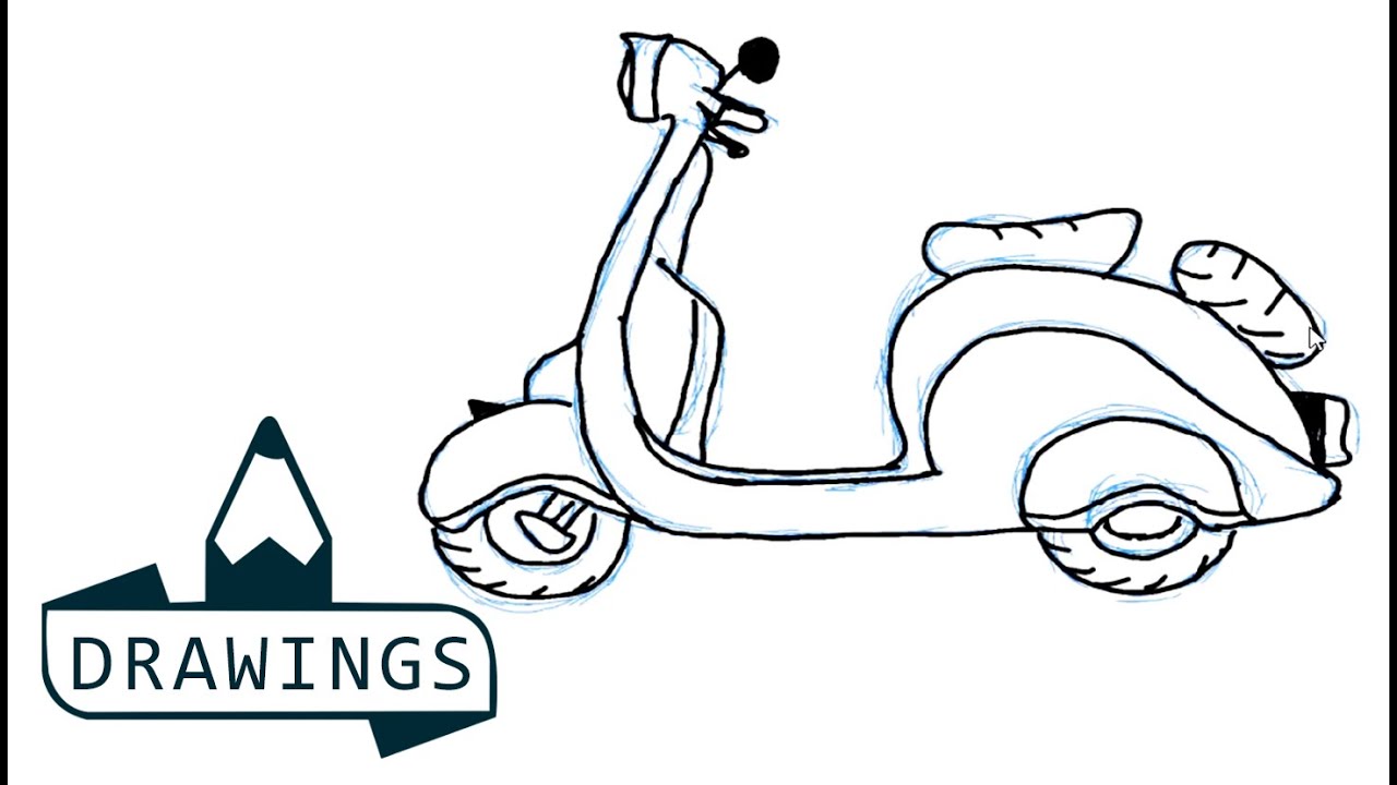 1280x720 Speed Drawing How To Draw A Scooter - Moped Drawing