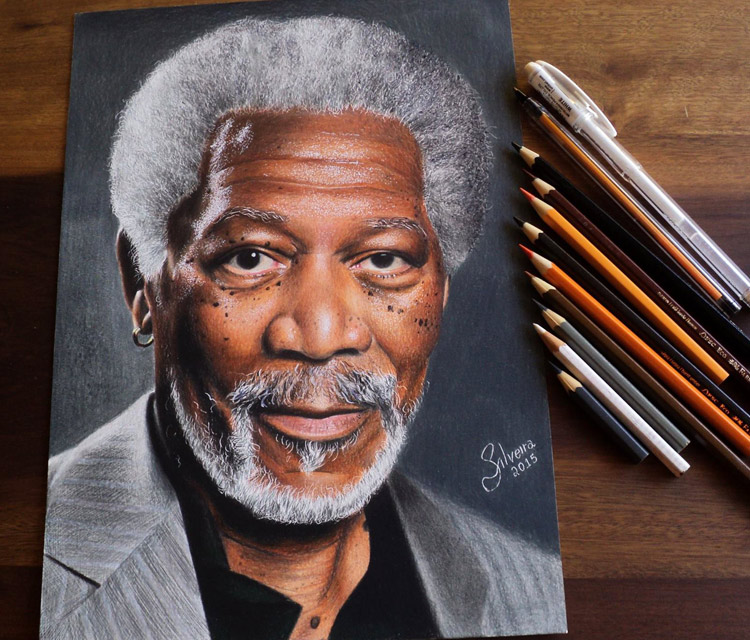750x640 morgan freeman picture drawing drawing skill - Morgan Freeman Drawing