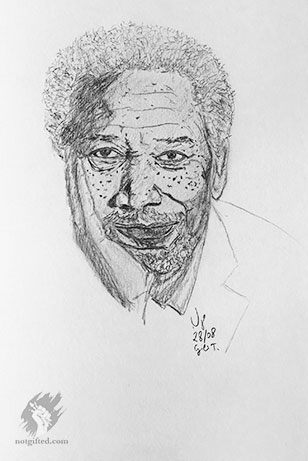 308x461 morgan freeman drawing - Morgan Freeman Drawing